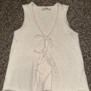 Abercrombie & Fitch Cream Tie Front Tank Top